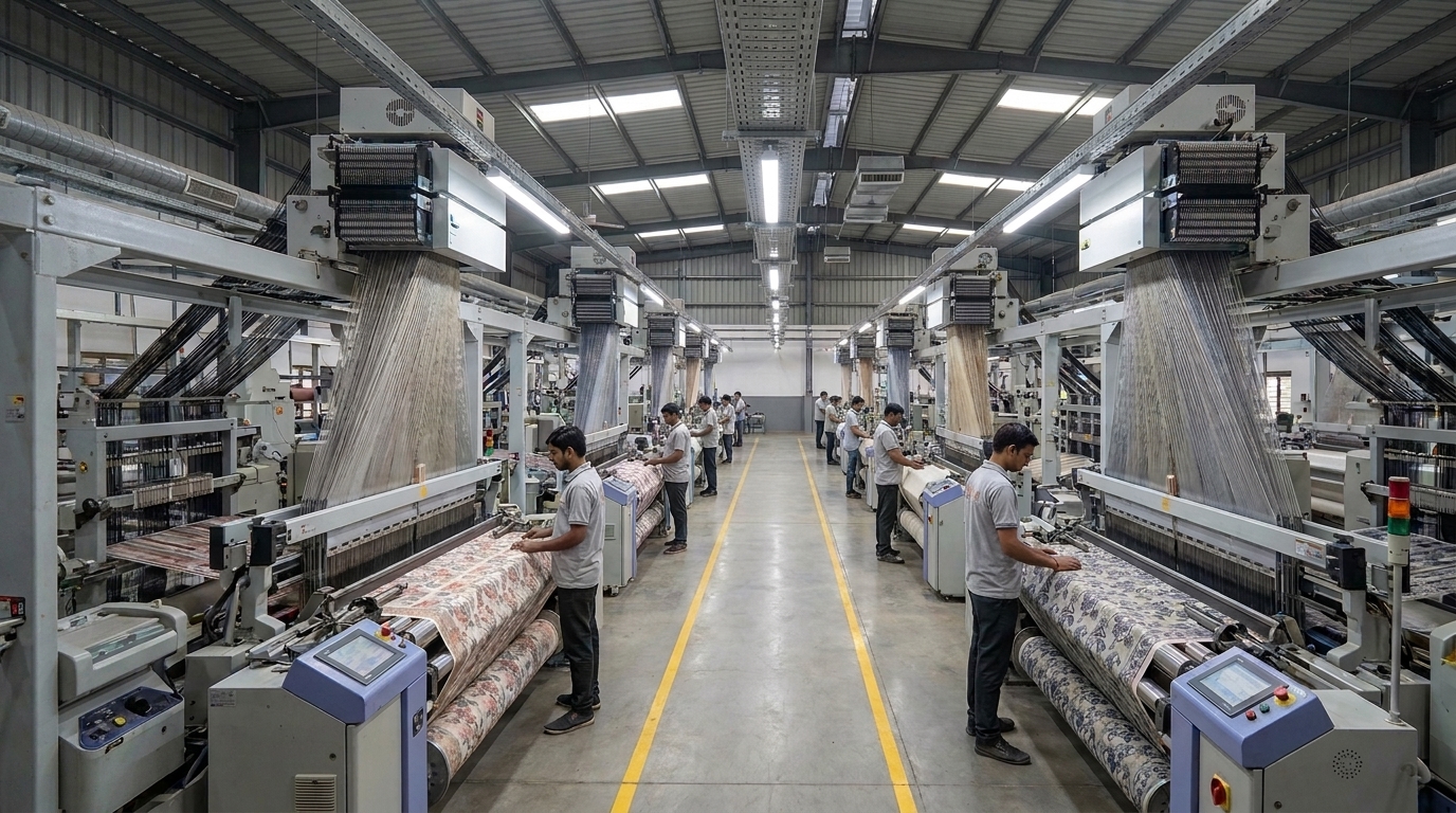Jacquard weaving machines producing patterned textile