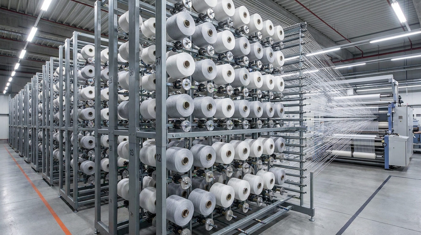 Yarn creel arrangement in the warping department