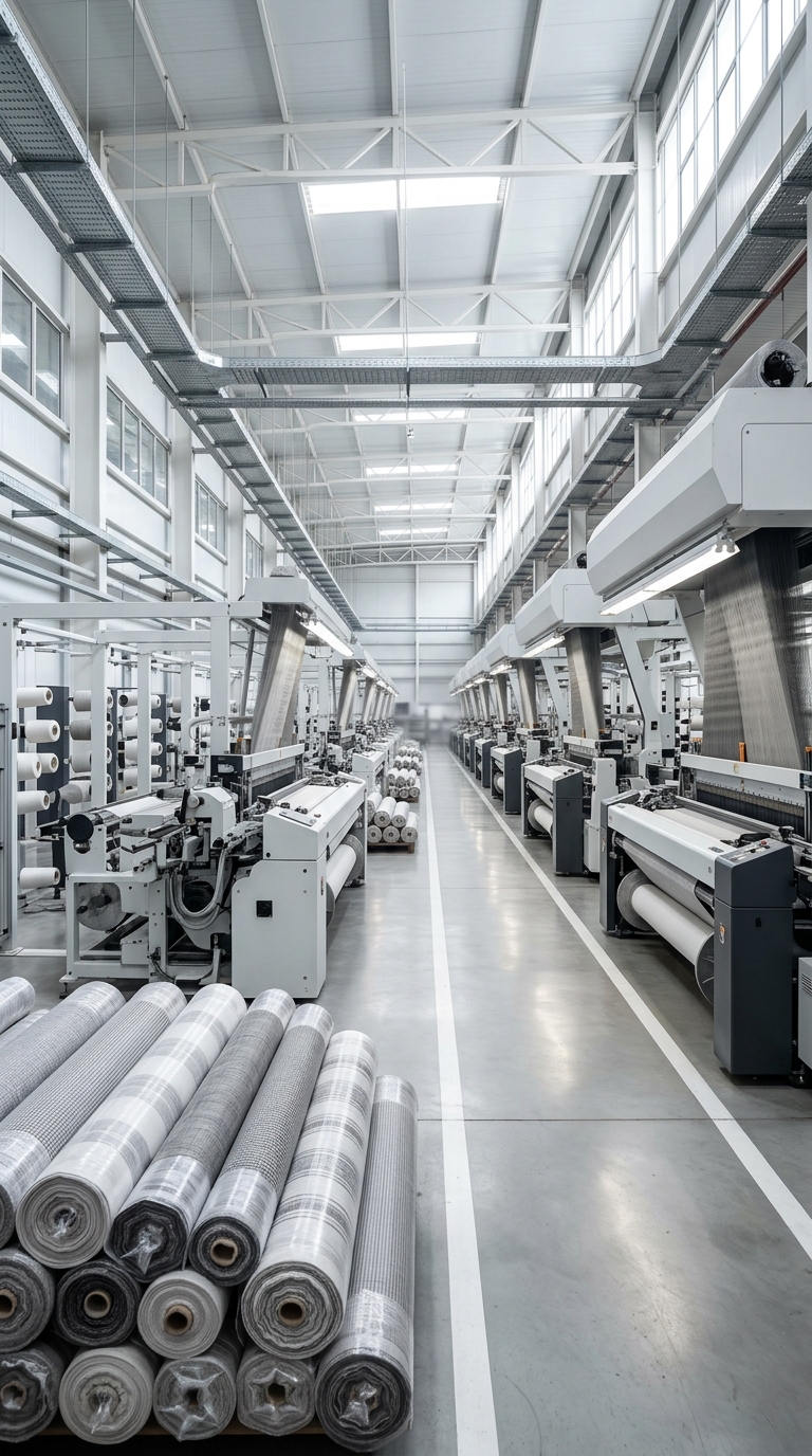 Traditional weaving machine in textile manufacturing